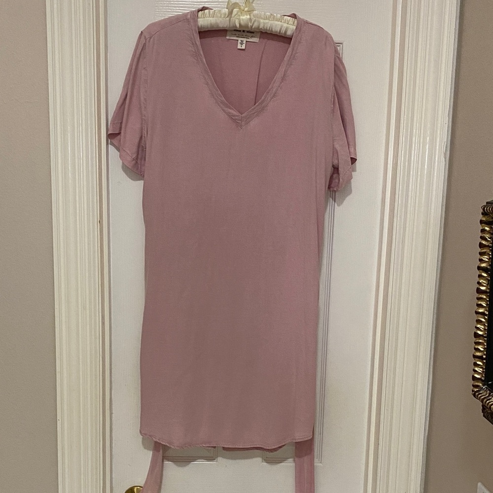 Anthropologie Soft Pink V-Neck Tunic Dress; Ties in the back;Large;